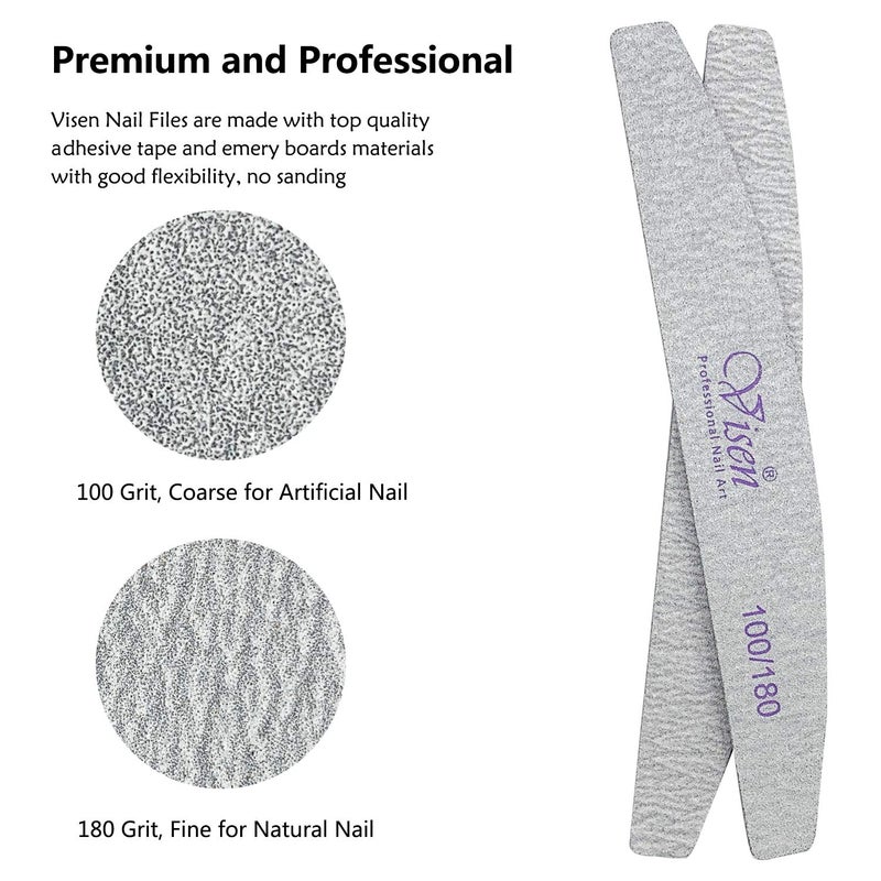 Jutoe 25 Pcs 100/180 Grit Nail Files, Washable Double Sided, Professional Emery Boards for Acrylic, Gel, Natural Nails, Salon & Home Use - Image 2